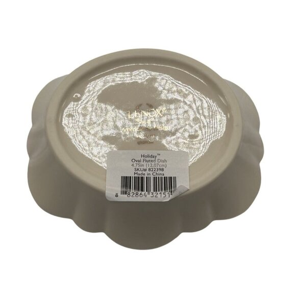 Lenox American By Design "Merry" Holly Berries Oval Fluted Dish 5" NIB Christmas - Picture 8 of 10